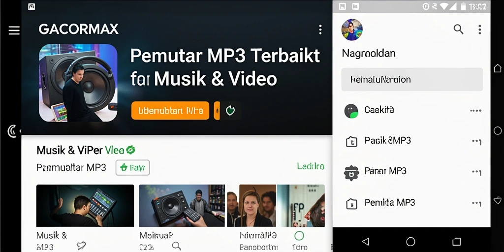 Antarmuka GACORMAX yang modern dan fungsional untuk Pemutar MP3.