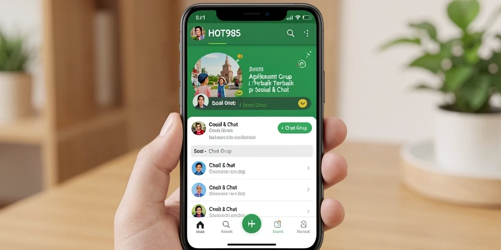 Tampilan antarmuka aplikasi Chat Grup HOT985 yang menarik dan interaktif.