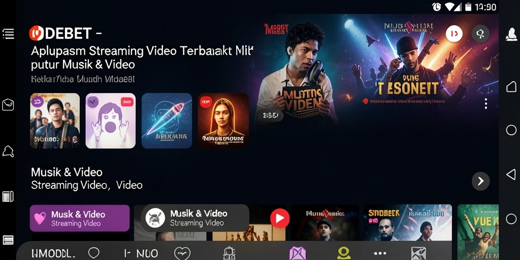 Screenshot utama IDEBET dengan antarmuka aplikasi Streaming Video yang modern.