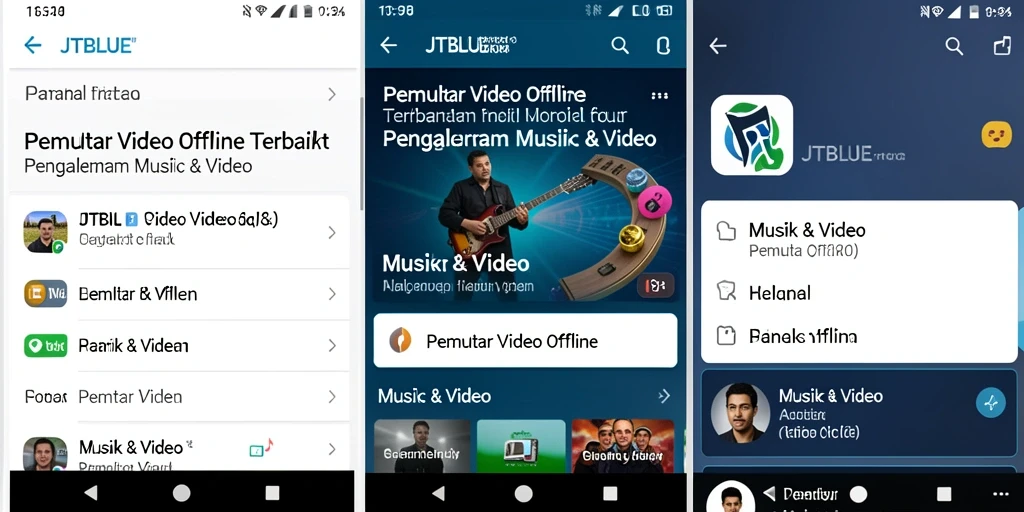 Antarmuka JTBLUE yang sederhana dan fungsional untuk pemutar video offline.