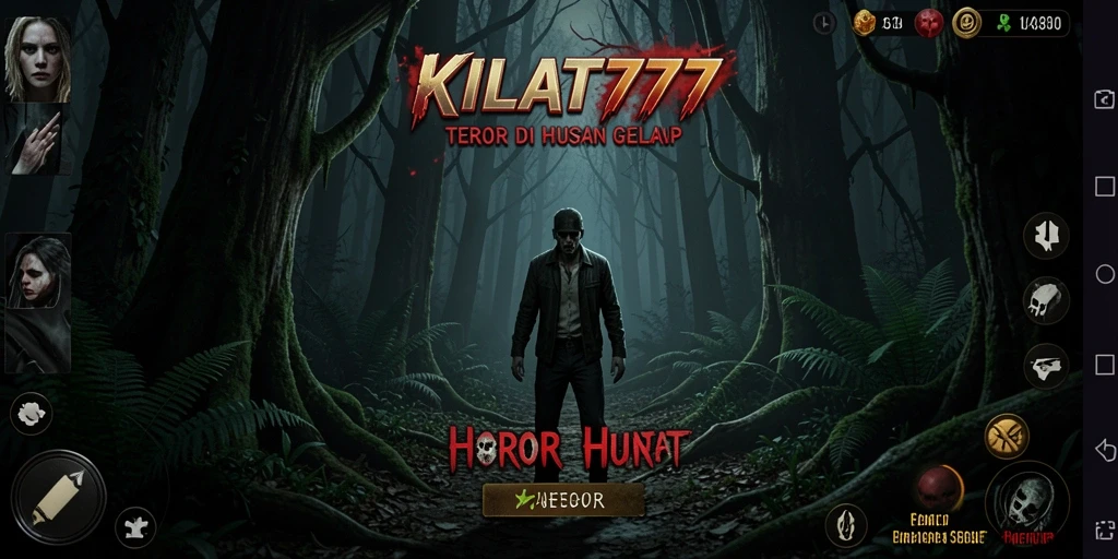 Screenshot KILAT777 menunjukkan suasana menakutkan di hutan.