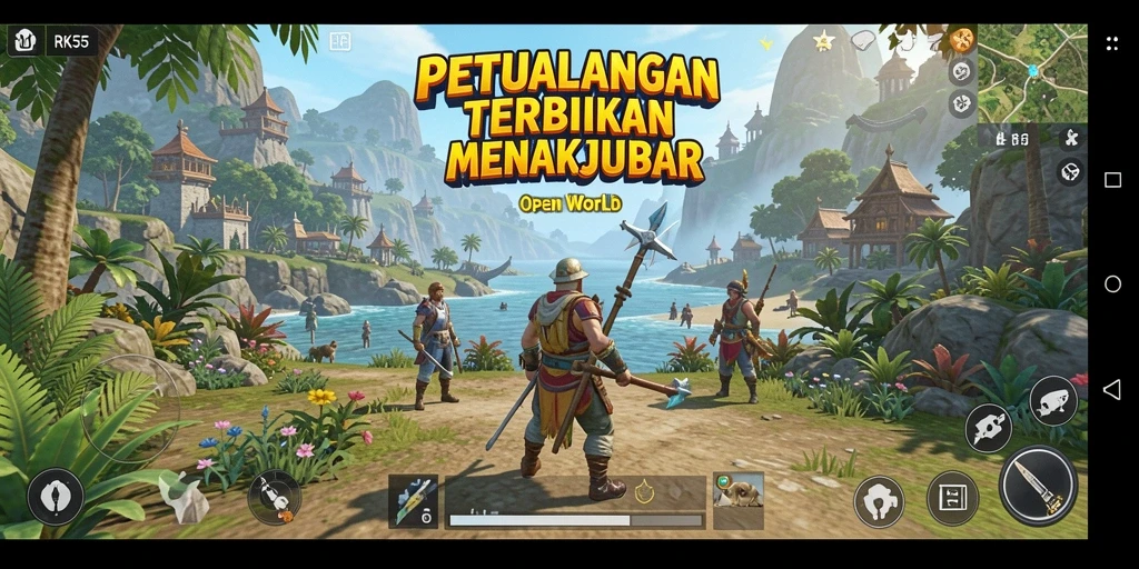 Tampilan dinamis dari antarmuka game Open World RK55.